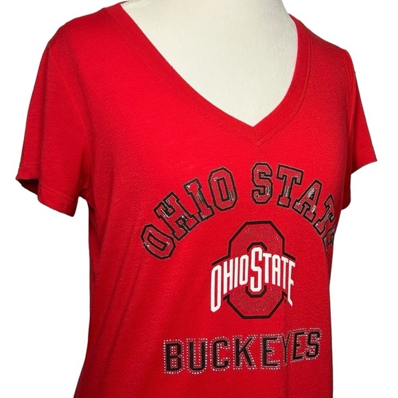 OSU Ohio State University T-shirt Buckeyes Go Bucks Scarlet Gray Bling Size XL - Picture 1 of 7